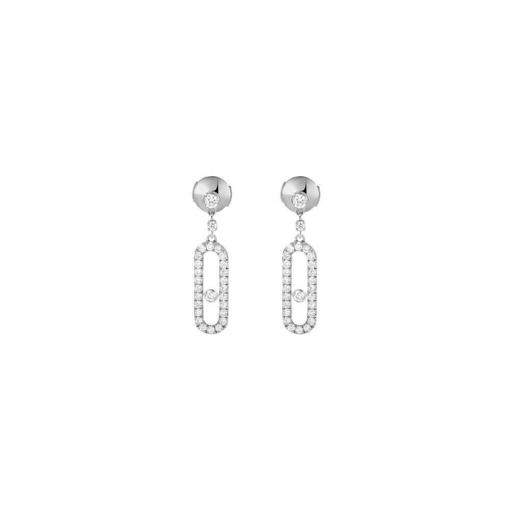 Boucles d’oreilles Messika Move Uno pendantes en or blanc et diamants