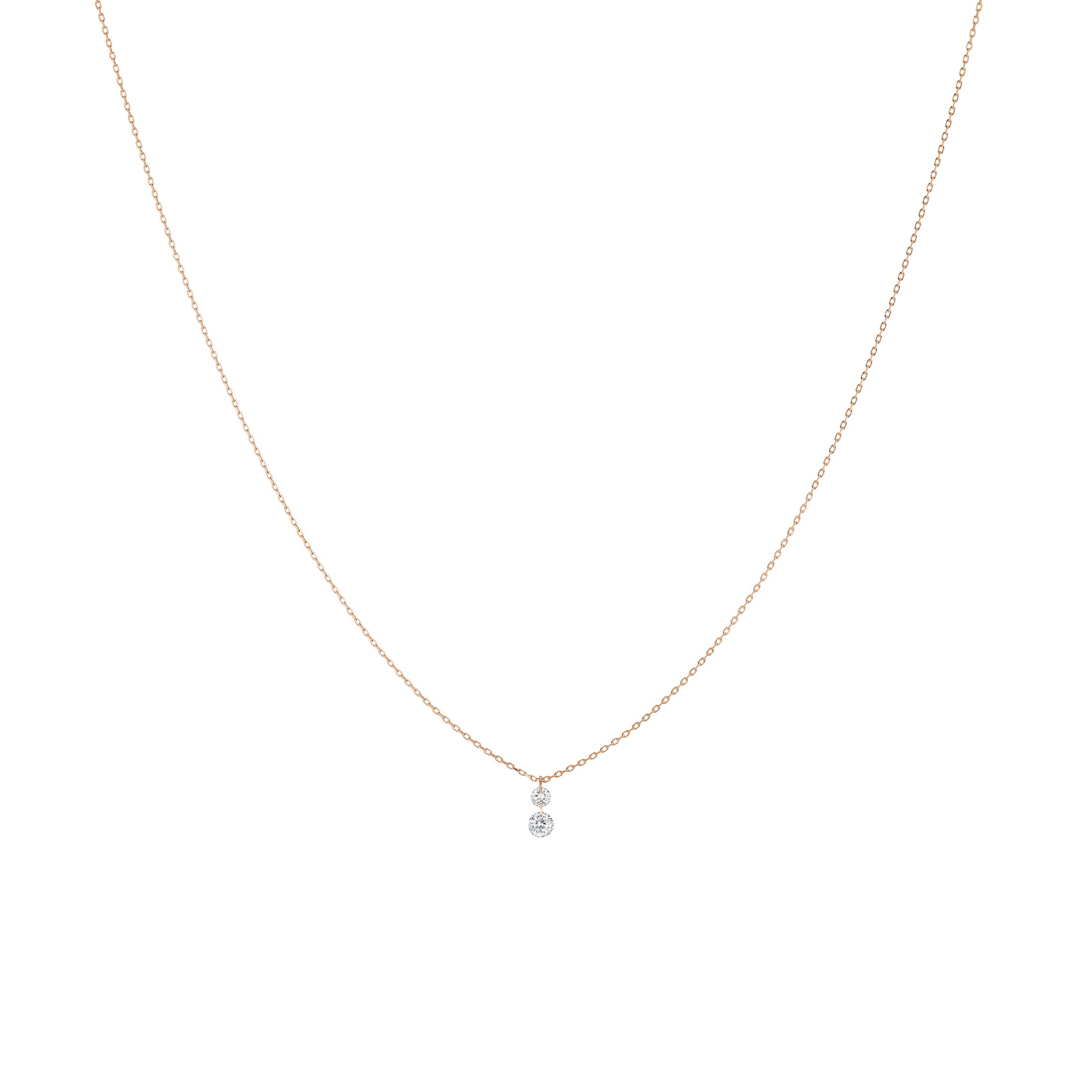 Collier La Brune et La Blonde 360° Duo en or rose 2 diamants taille brillant 0,35 carat