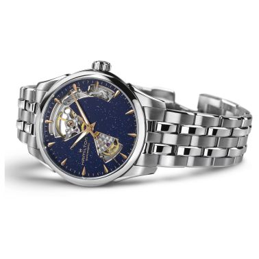 Hamilton Jazzmaster Open Heart Lady Auto sparkling blue dial steel bracelet 36 mm