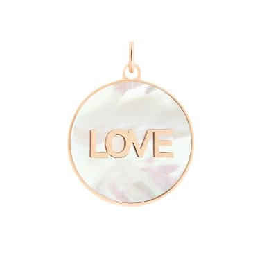 Ginette NY Jumbo ever love mop charm pendant in rose gold