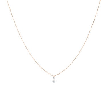 Collier La Brune et La Blonde 360° Duo en or rose 2 diamants taille brillant 0,35 carat