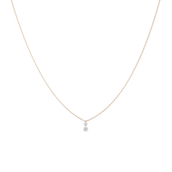 Collier La Brune et La Blonde 360° Duo en or rose 2 diamants taille brillant 0,35 carat