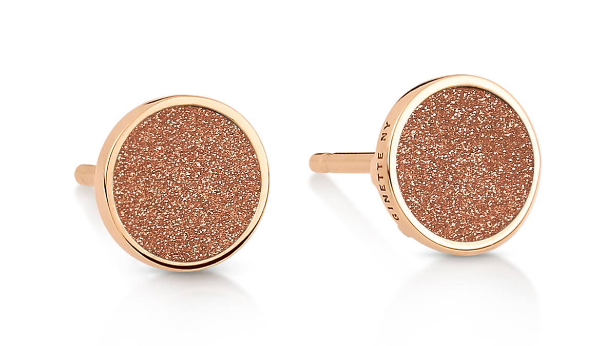 copy ofEarrings Ginette NY Ever gold sandstone disc studsin rose gold and sandstone