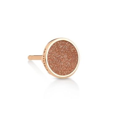 Earring Ginette NY Solo ever gold sandstone disc studin rose gold and sandstone