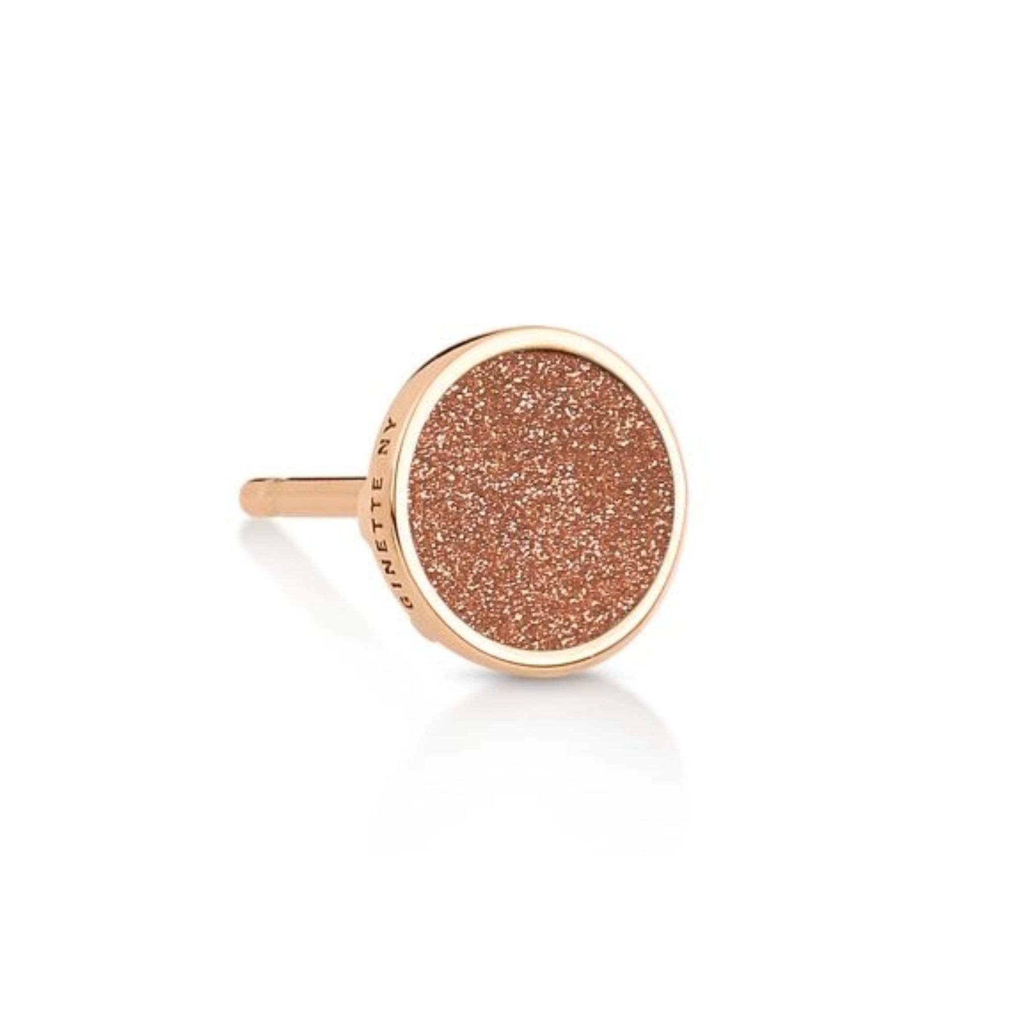 Earring Ginette NY Solo ever gold sandstone disc studin rose gold and sandstone