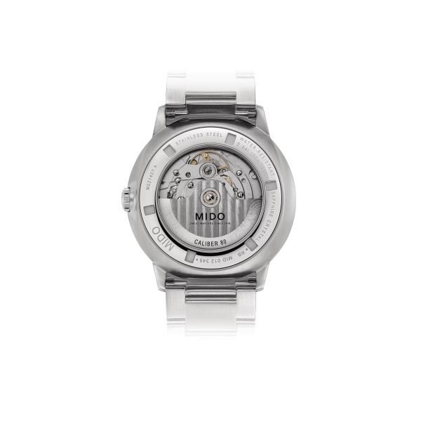 Mido Commander Gradient automatic watch blue smoked skeleton dial steel bracelet 40 mm M021.407.11.411.01