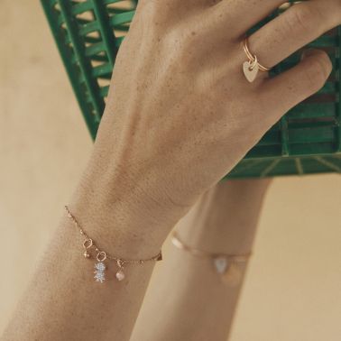 Ginette NY Tiny bead charm pendant in rose gold 