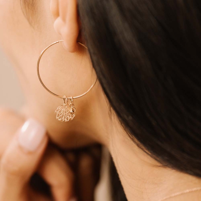 Ginette NY Mini lotus charm pendant in rose gold 