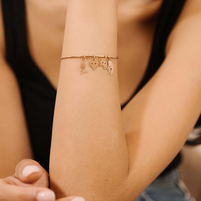 Ginette NY Mini panther charm pendant in rose gold 