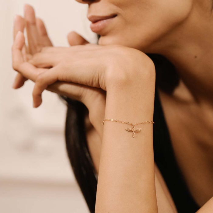 Ginette NY Mini dragonfly charm in rose gold