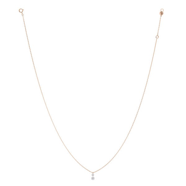 Collier La Brune et La Blonde 360° Duo en or rose 2 diamants taille brillant 0,35 carat