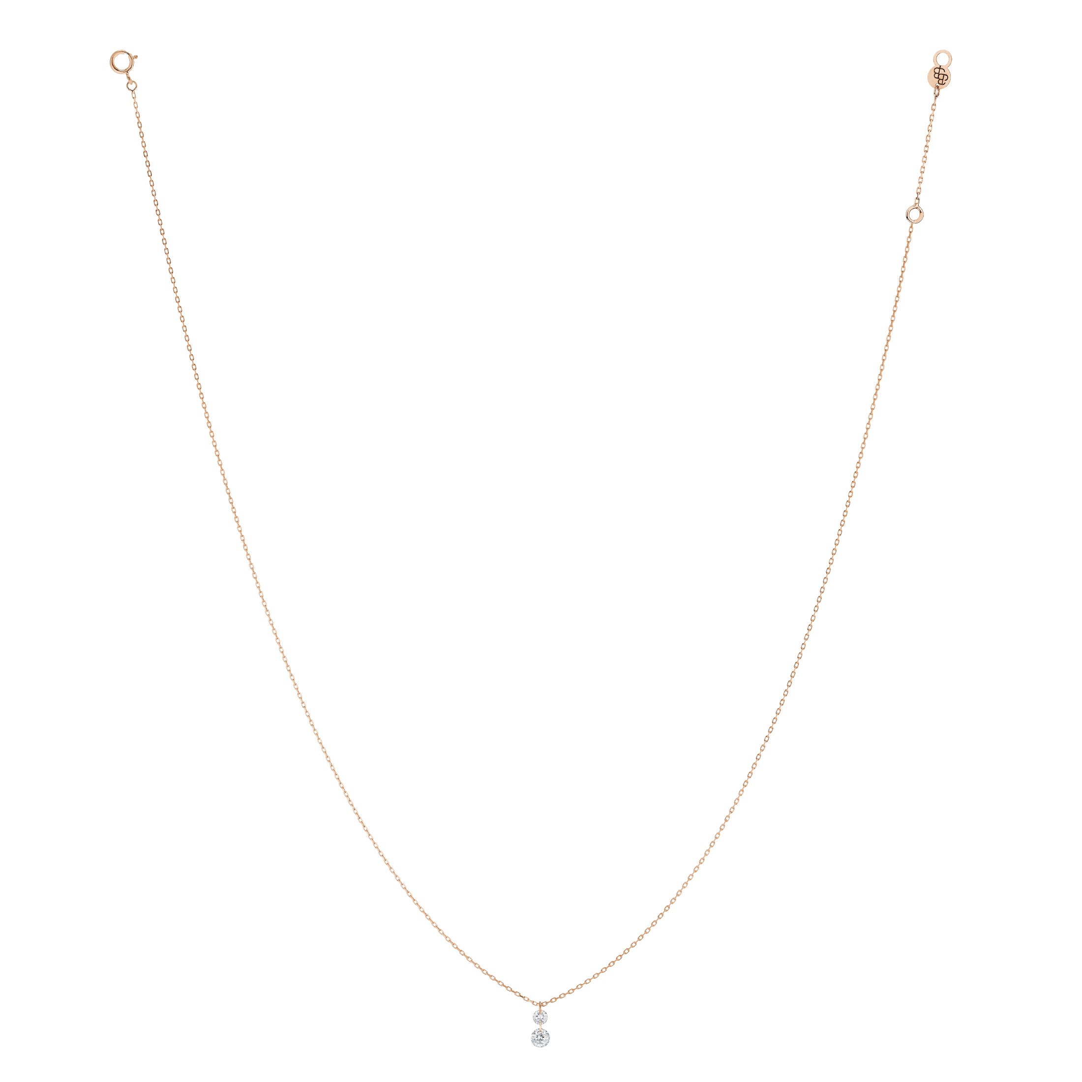 Collier La Brune et La Blonde 360° Duo en or rose 2 diamants taille brillant 0,35 carat