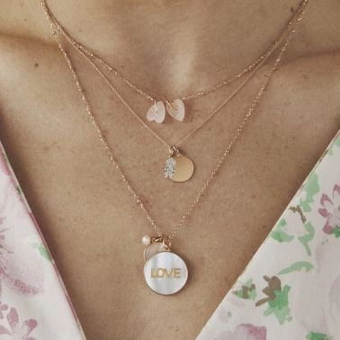 Pendentif Ginette NY Jumbo Ever Love Charm en or rose et nacre 