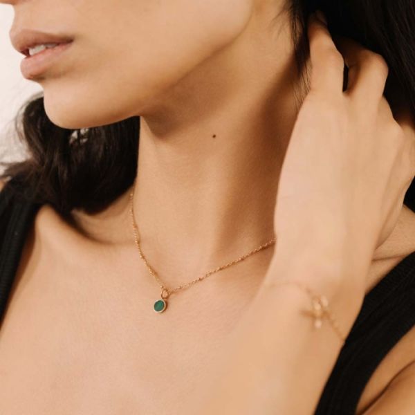 Ginette NY mini ever charm pendant in rose gold and malachite