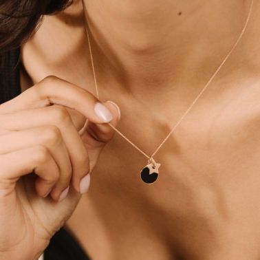 Pendentif Ginette NY Ever onyx charm en or rose