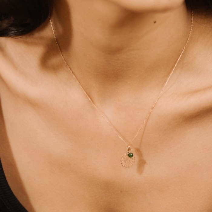 Pendant Ginette NY jade tiny bead charm in rose gold 