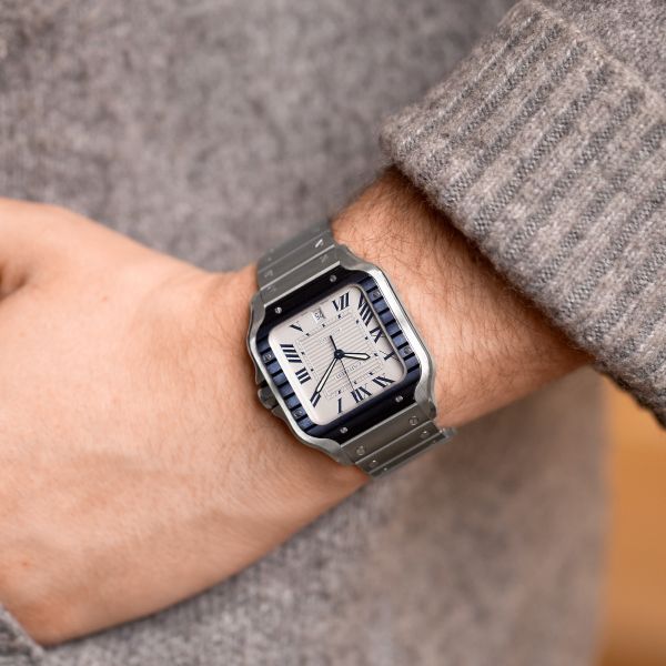 Cartier Santos Large Model "Blue Bezel" automatic 47,5 x 39,8 mm Full Set 2023