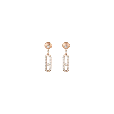 Boucles d’oreilles Messika Move Uno pendantes en or rose et diamants