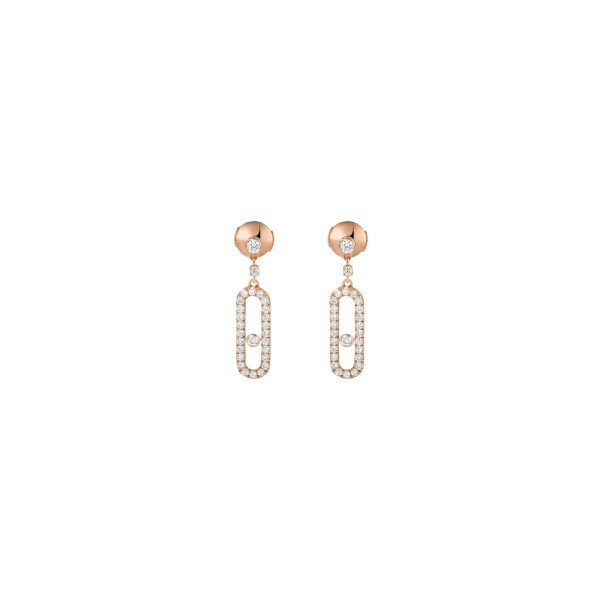 Boucles d’oreilles Messika Move Uno pendantes en or rose et diamants