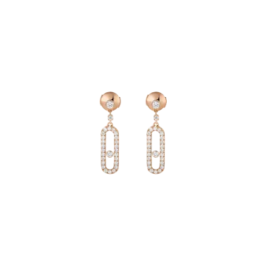 Boucles d’oreilles Messika Move Uno pendantes en or rose et diamants