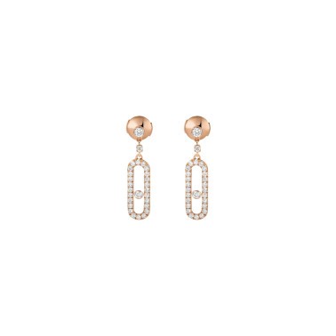 Boucles d’oreilles Messika Move Uno pendantes en or rose et diamants