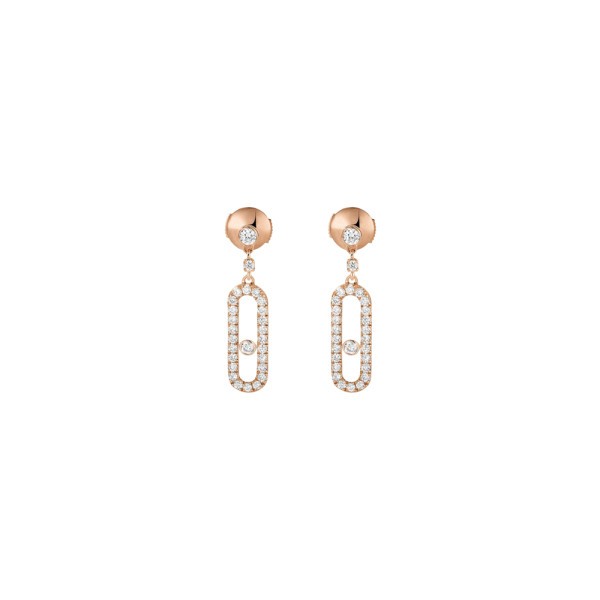 Boucles d’oreilles Messika Move Uno pendantes en or rose et diamants