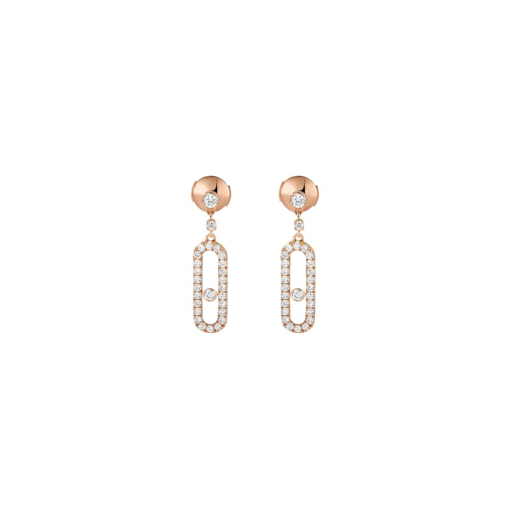 Boucles d’oreilles Messika Move Uno pendantes en or rose et diamants