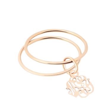 Bague Ginette NY Monogram double circle en or rose 