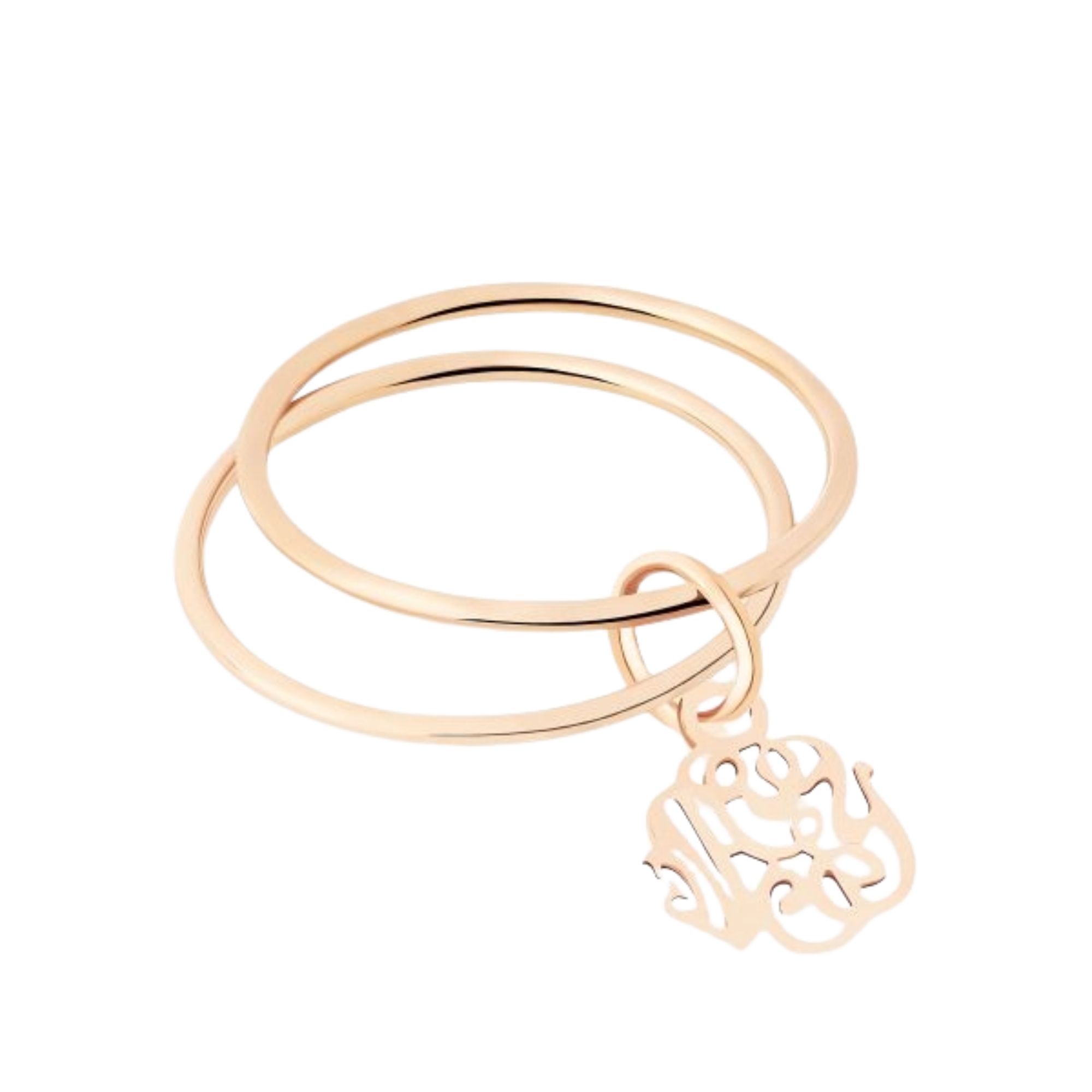 Bague Ginette NY Monogram double circle en or rose 