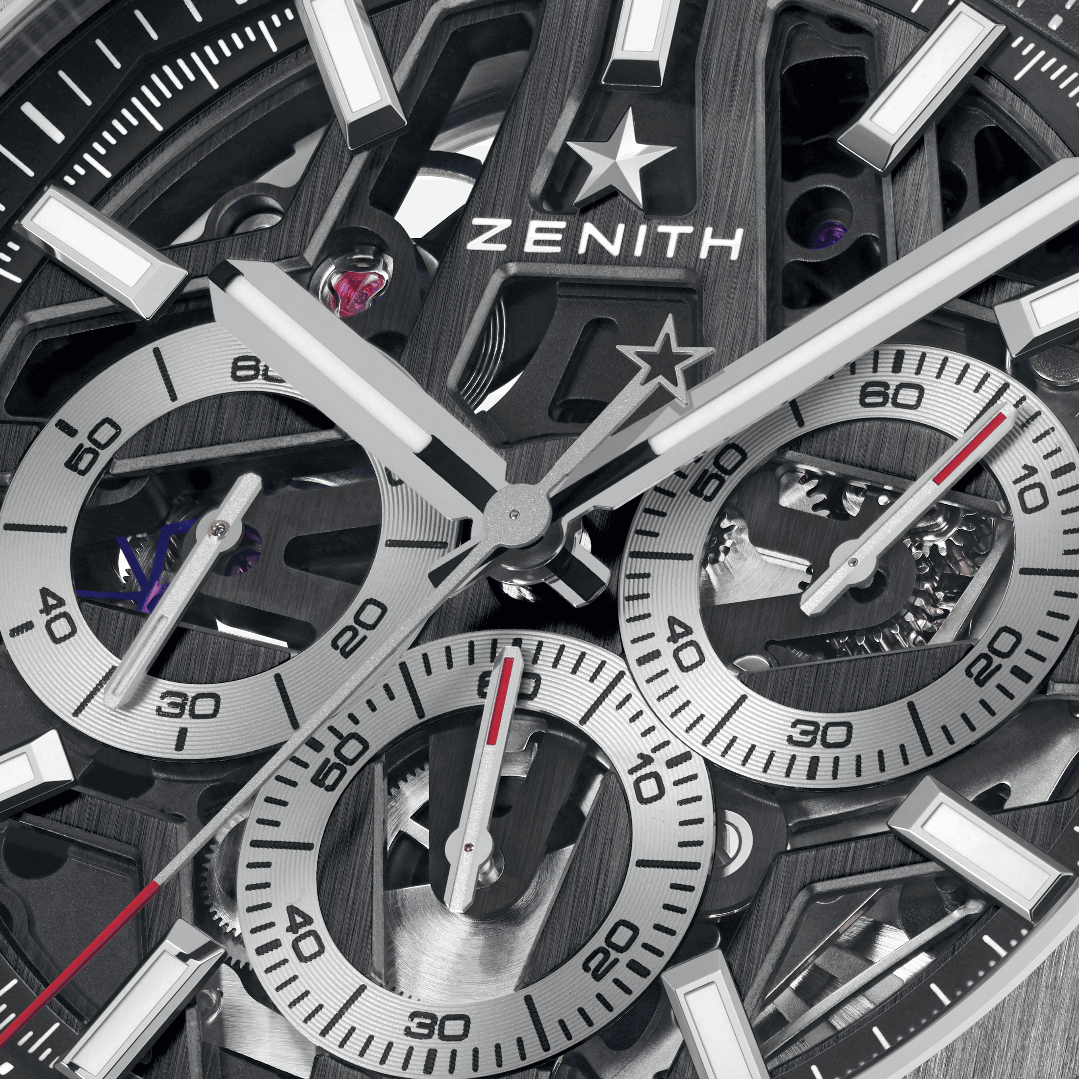 Zenith Defy Skyline Chronographe Skeleton automatic black dial steel bracelet 41 mm