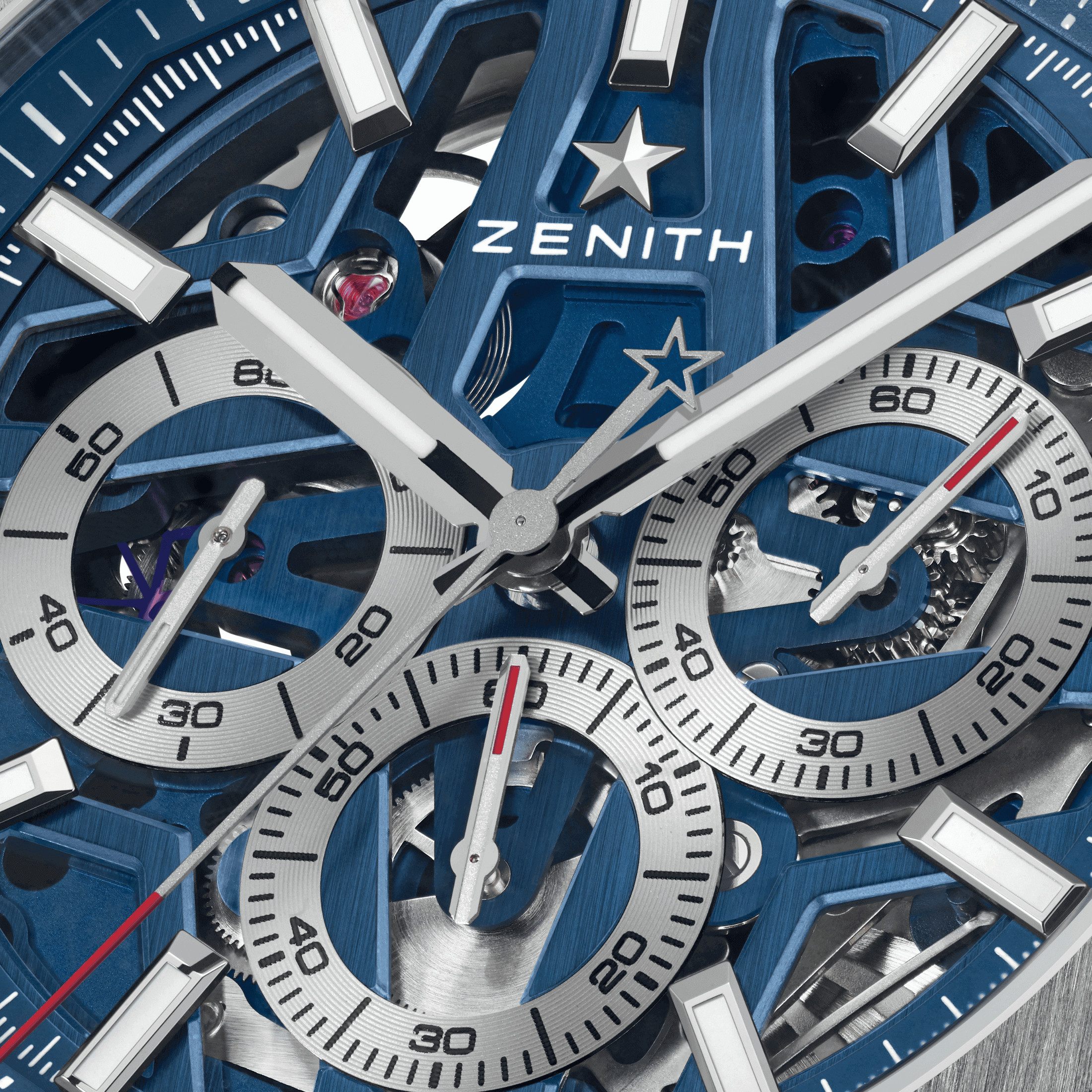 Zenith Defy Skyline Chronographe Skeleton automatic blue dial steel bracelet 41 mm