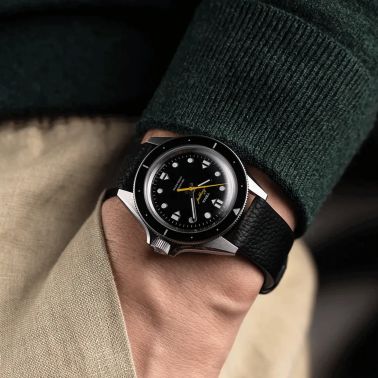 Yema Navygraf Slim CMM.20 automatic watch black dial black leather strap 39 mm 22.24.66.SN.L6