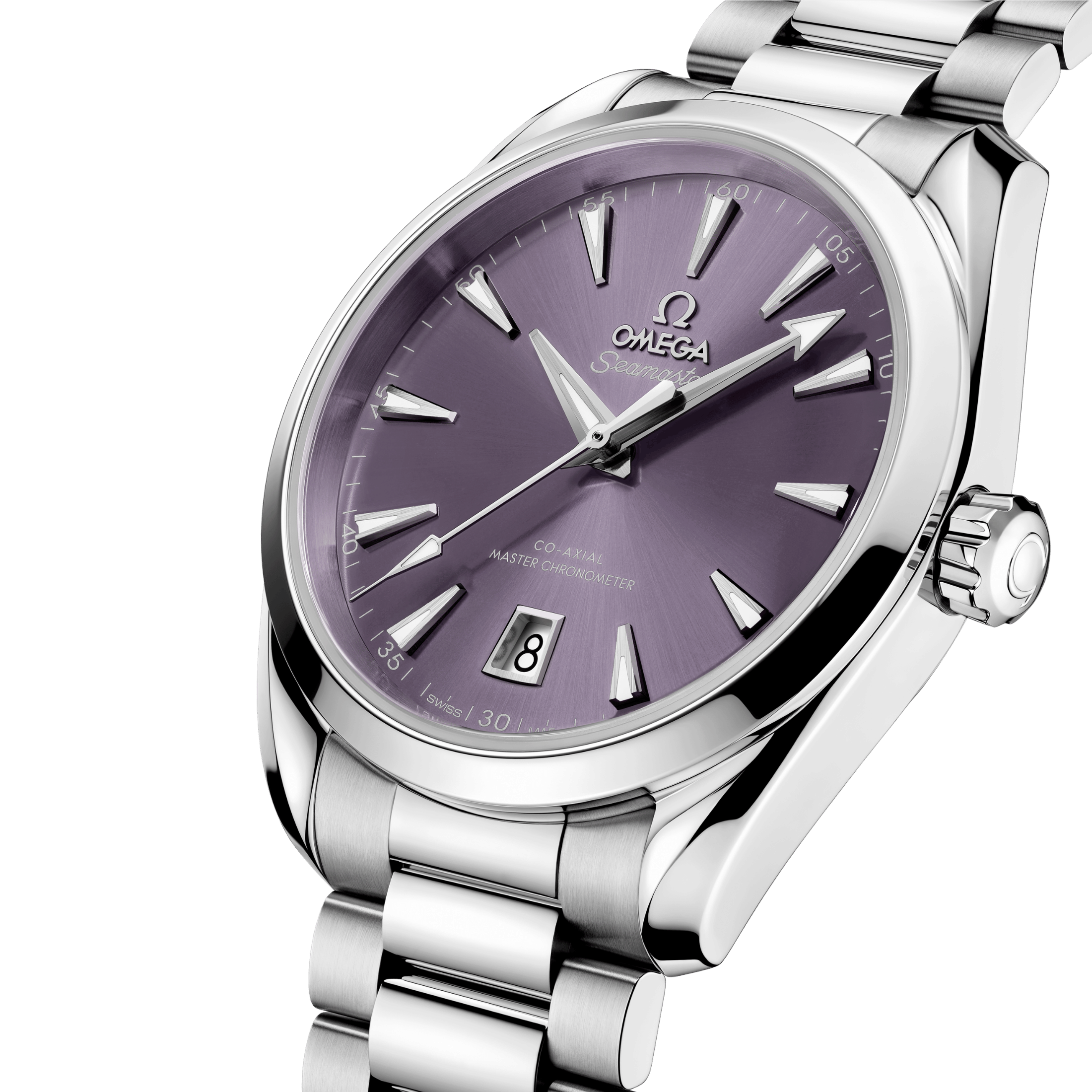 Montre Omega Seamaster Aqua Terra Shades 150m Co-Axial Master Chronometer cadran lavande bracelet acier 38 mm