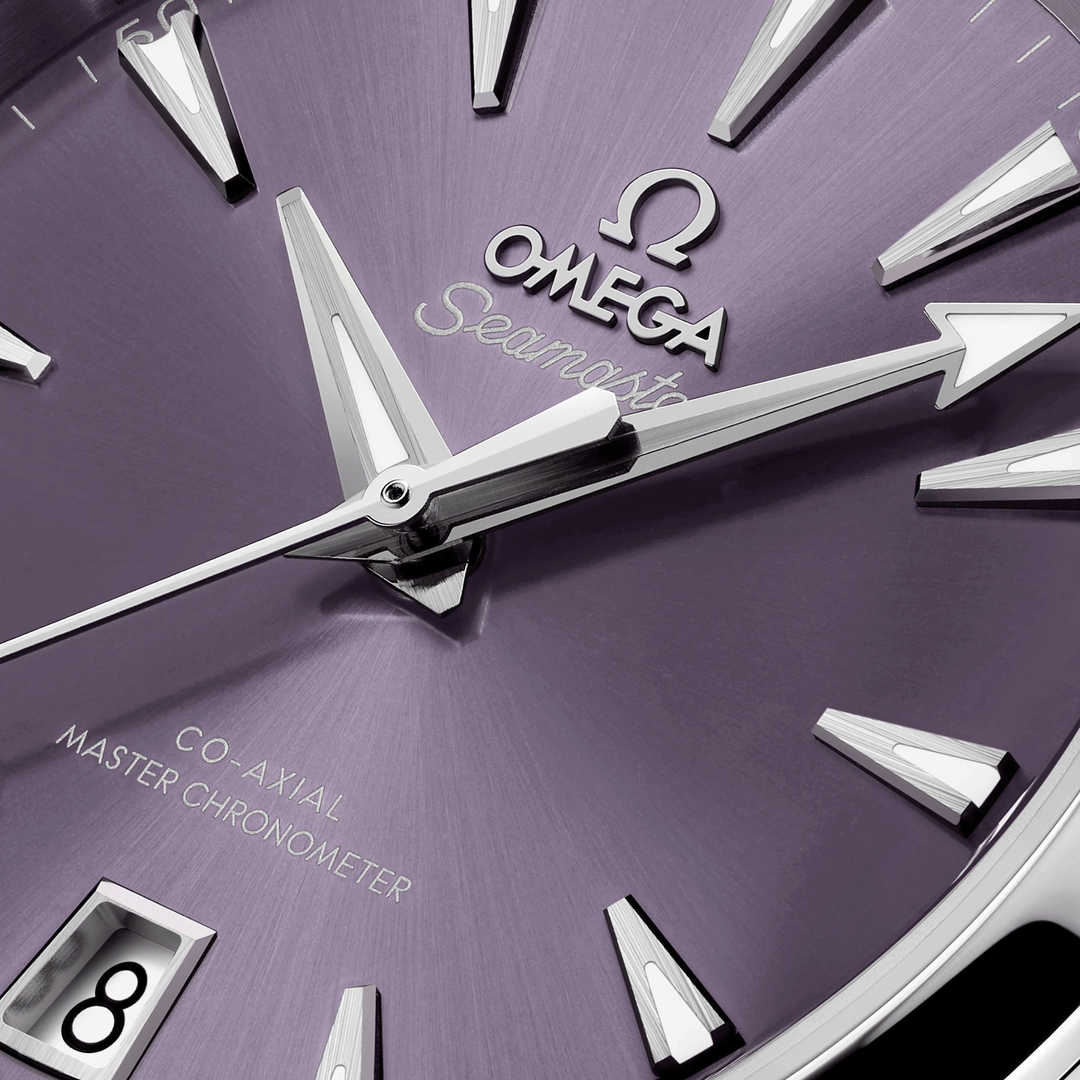 Montre Omega Seamaster Aqua Terra Shades 150m Co-Axial Master Chronometer cadran lavande bracelet acier 38 mm
