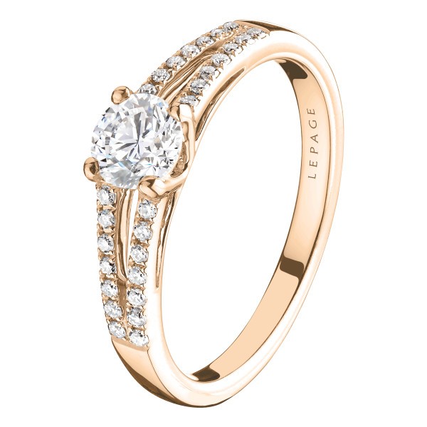 Solitaire Lepage Première Dame en or rose diamants