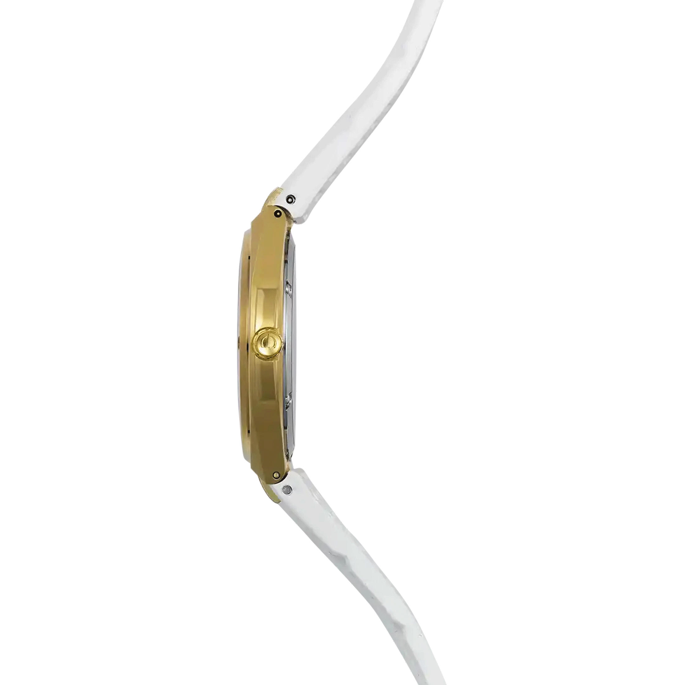 Herbelin Cap Camarat PVD Yellow Gold quartz watch silver dial white rubber strap 33 mm 14545P1N11CW