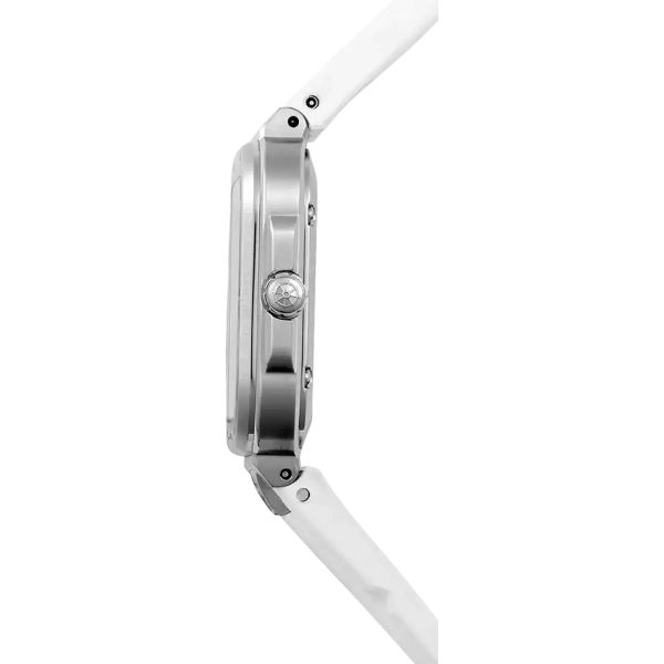 Herbelin Cap Camarat Square quartz watch white dial white rubber strap 30 x 30 mm 17546A12CW