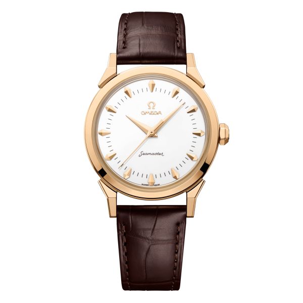 Montre Omega Seamaster 37 mm Héritage Or Moonshine "Milano Cortina 2026" automatique cadran blanc bracelet cuir 37 mm