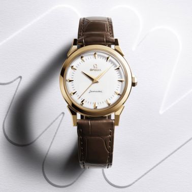 Montre Omega Seamaster 37 mm Héritage Or Moonshine "Milano Cortina 2026" automatique cadran blanc bracelet cuir 37 mm