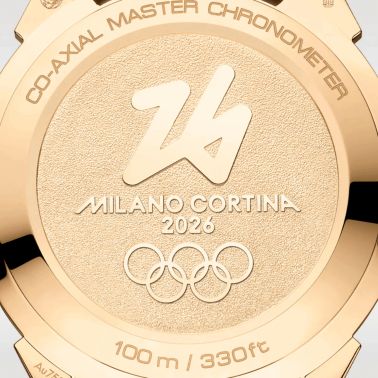 Omega Heritage Seamaster 37 mm Moonshine Gold "Milano Cortina 2026" automatic white enamel dial leather strap 37 mm