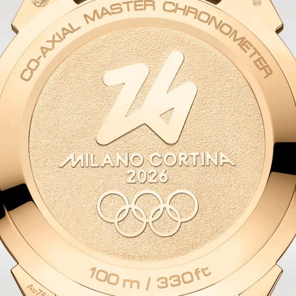 Omega Heritage Seamaster 37 mm Moonshine Gold "Milano Cortina 2026" automatic white enamel dial leather strap 37 mm