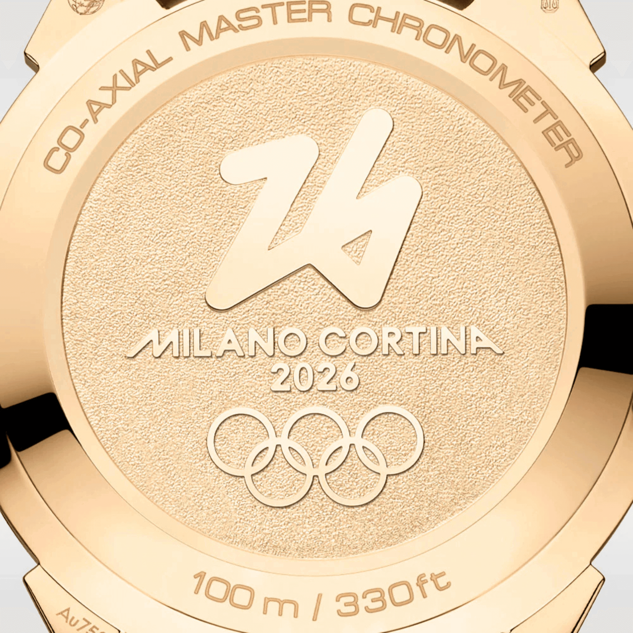 Omega Heritage Seamaster 37 mm Moonshine Gold "Milano Cortina 2026" automatic white enamel dial leather strap 37 mm