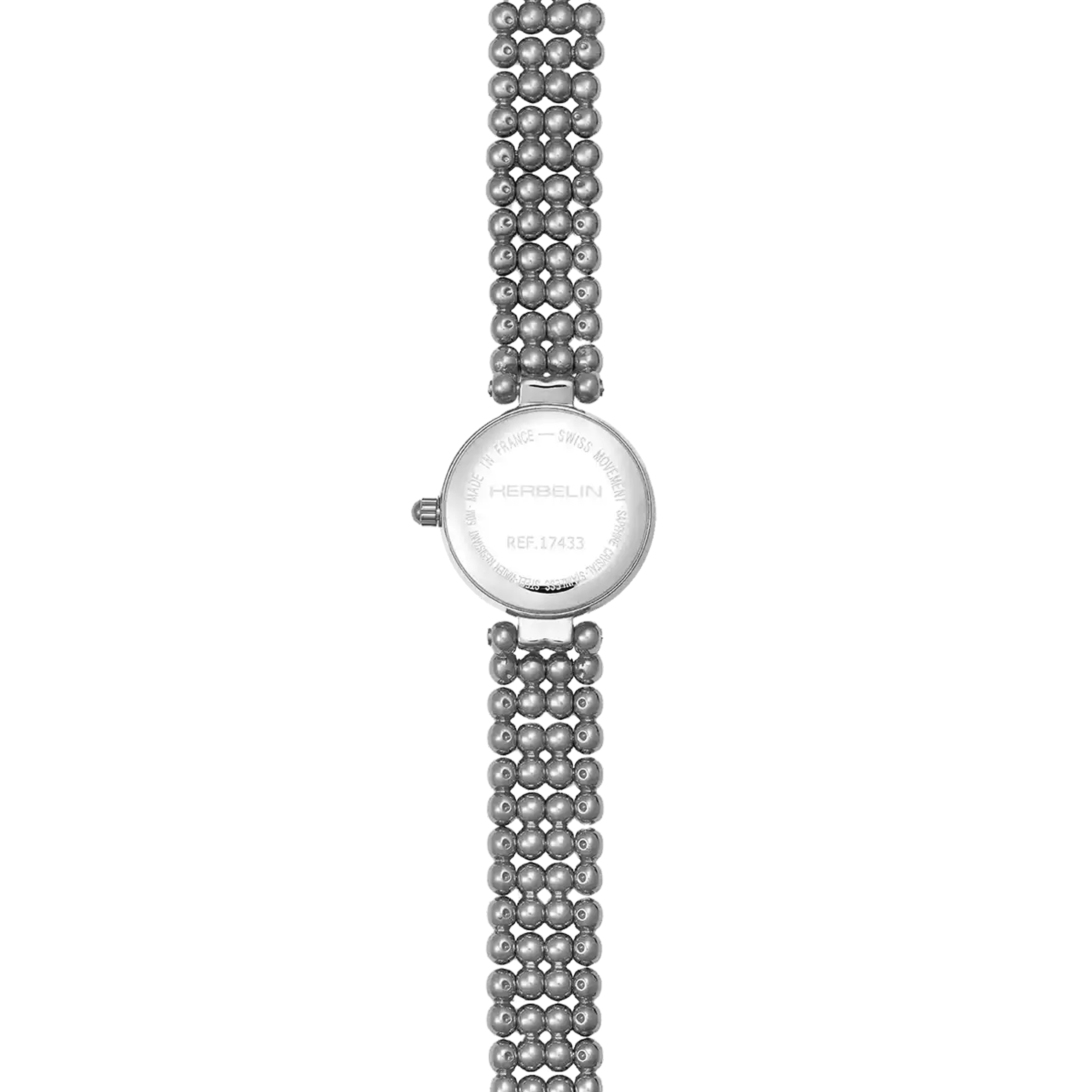 Montre Herbelin Perles quartz index diamants cadran nacre blanche bracelet acier 22 mm 17433B89