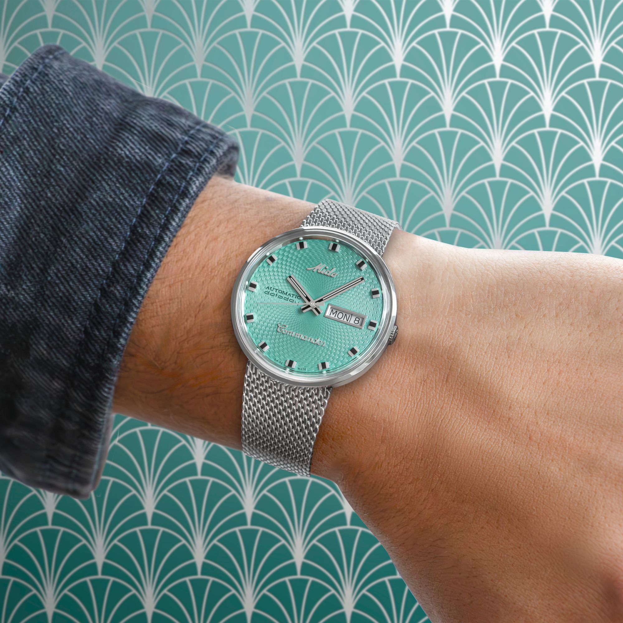 Mido Commander Special automatic watch turquoise dial stainless steel bracelet 37 mm - Special Edition