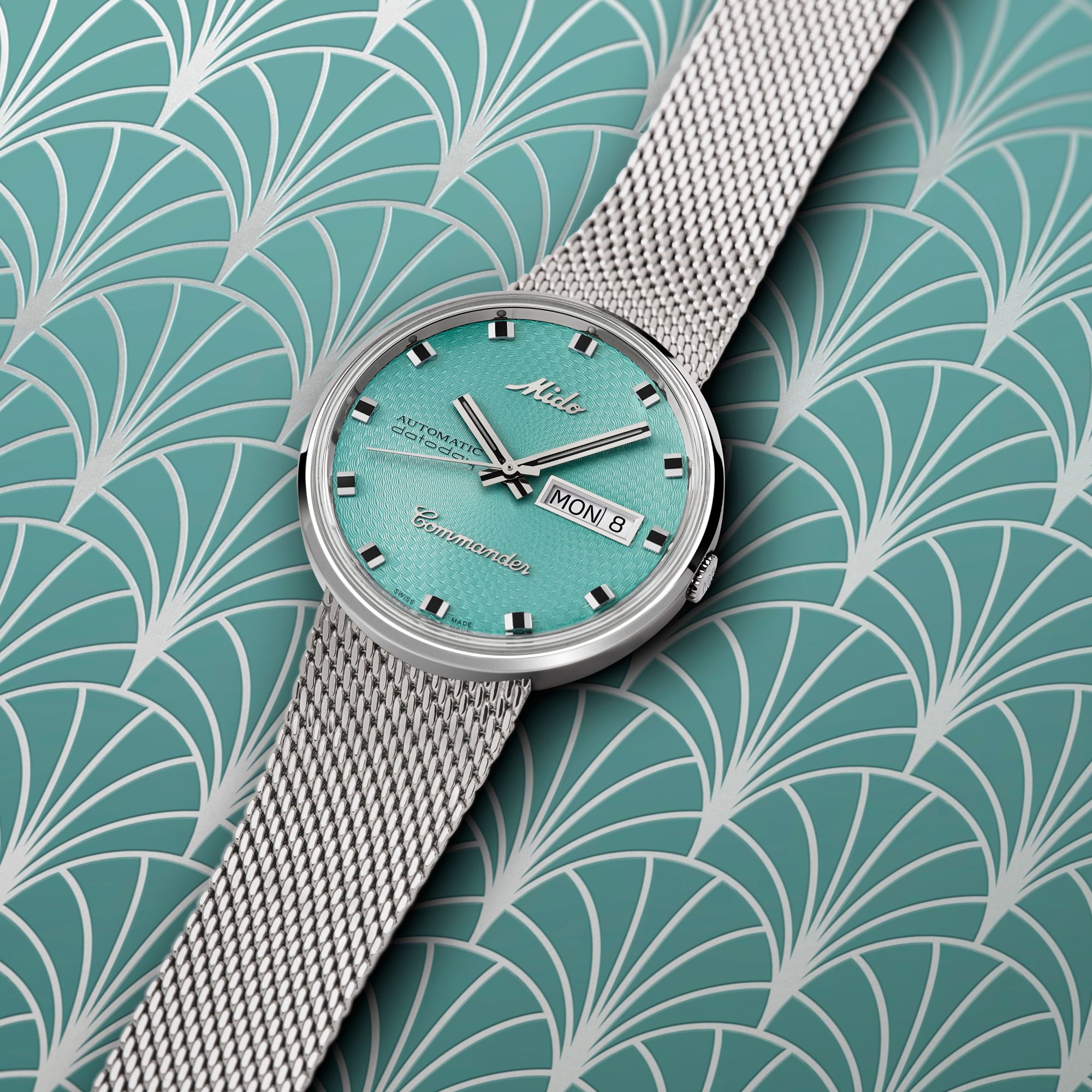 Mido Commander Special automatic watch turquoise dial stainless steel bracelet 37 mm - Special Edition