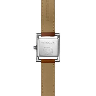 Herbelin Ve Avenue quartz watch silver dial brown leather strap double tour 23,4 x 19 mm 17537AP08GDL