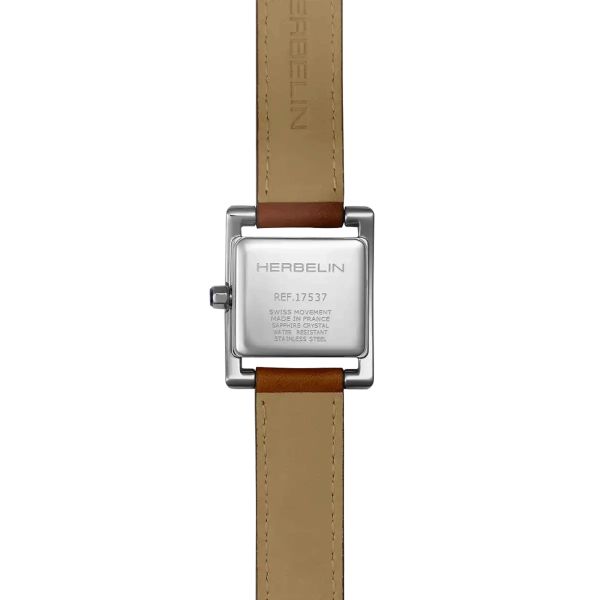 Herbelin Ve Avenue quartz watch silver dial brown leather strap double tour 23,4 x 19 mm 17537AP08GDL