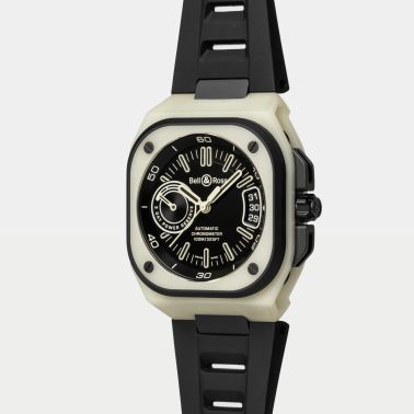 Montre Bell & Ross BR X5 Green Lum automatique cadran noir bracelet caoutchouc noir 41 mm