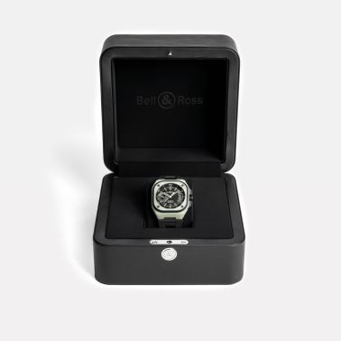 Bell & Ross BR X5 Green Lum automatic watch black dial black rubber strap 41 mm