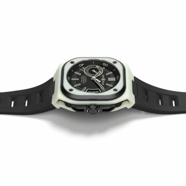 Bell & Ross BR X5 Green Lum automatic watch black dial black rubber strap 41 mm